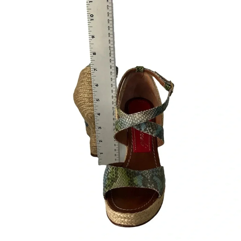 Paloma‎ Barcelo Snakeskin 4” Funky Shape Espadrille Wedge Strap Sandals size 10
